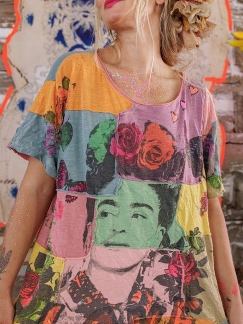 Magnolia Pearl Multicolor Patchwork Frida Graphic Tee